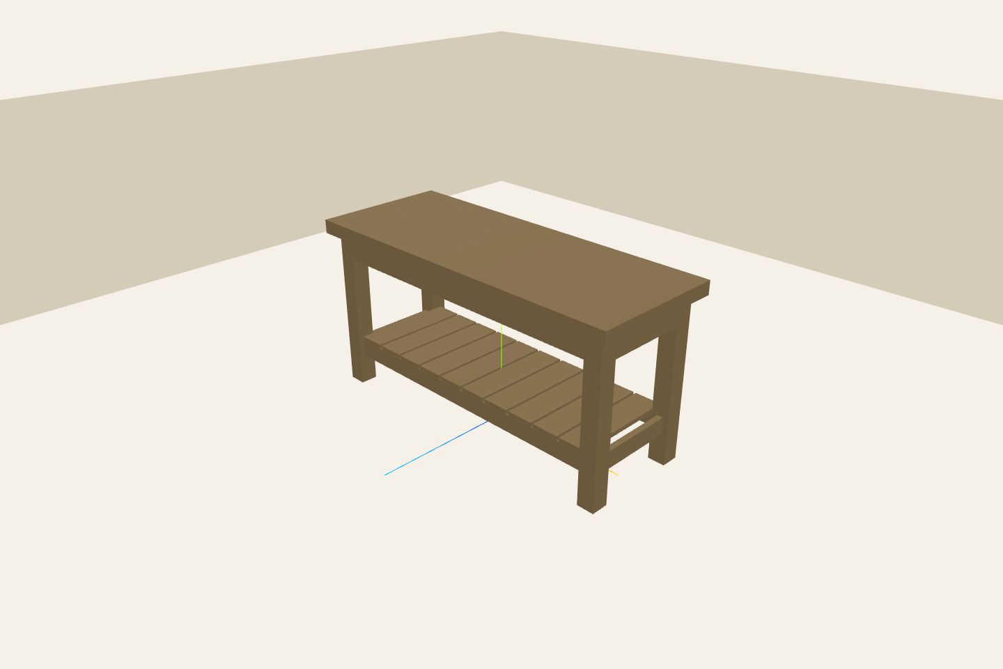 Workbench timber model in the Sawplan 3D editor.